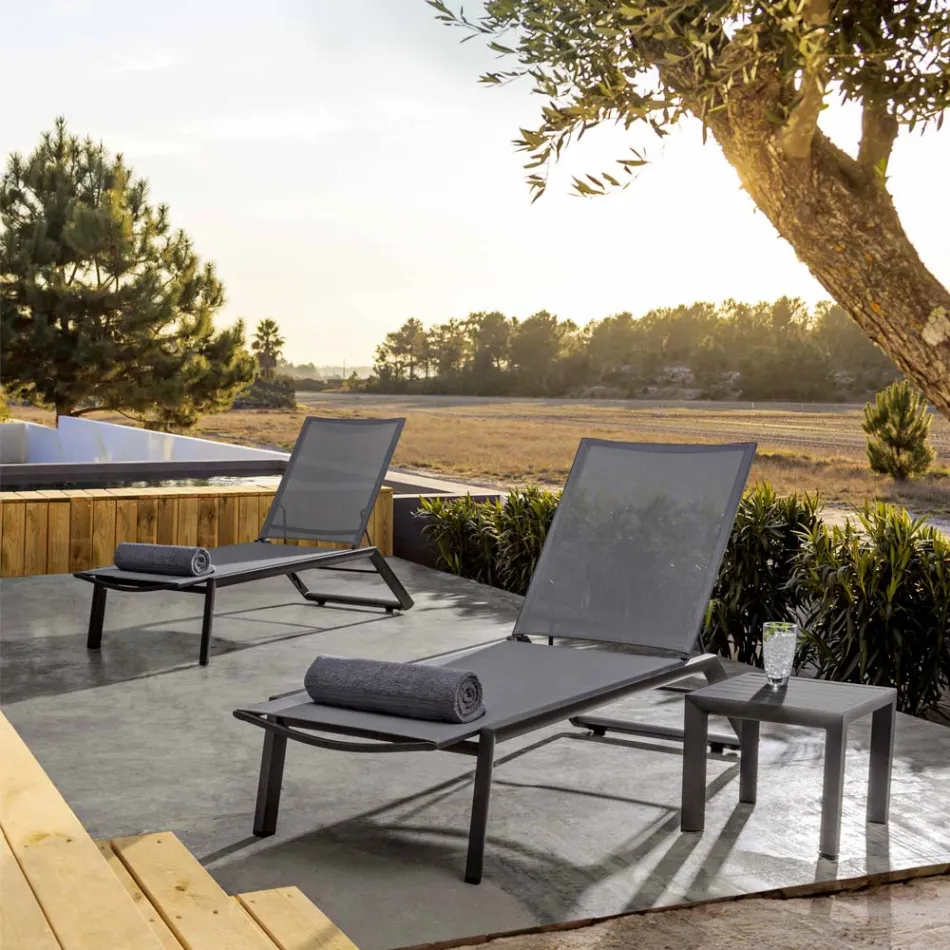 Vierkante buitensalontafel in geverfd aluminium, Homemotion 2 stuks - Marius Viadurini