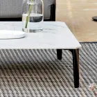 Vierkante salontafel voor buiten in aluminium en steengoed van hoge kwaliteit - Filomena Viadurini