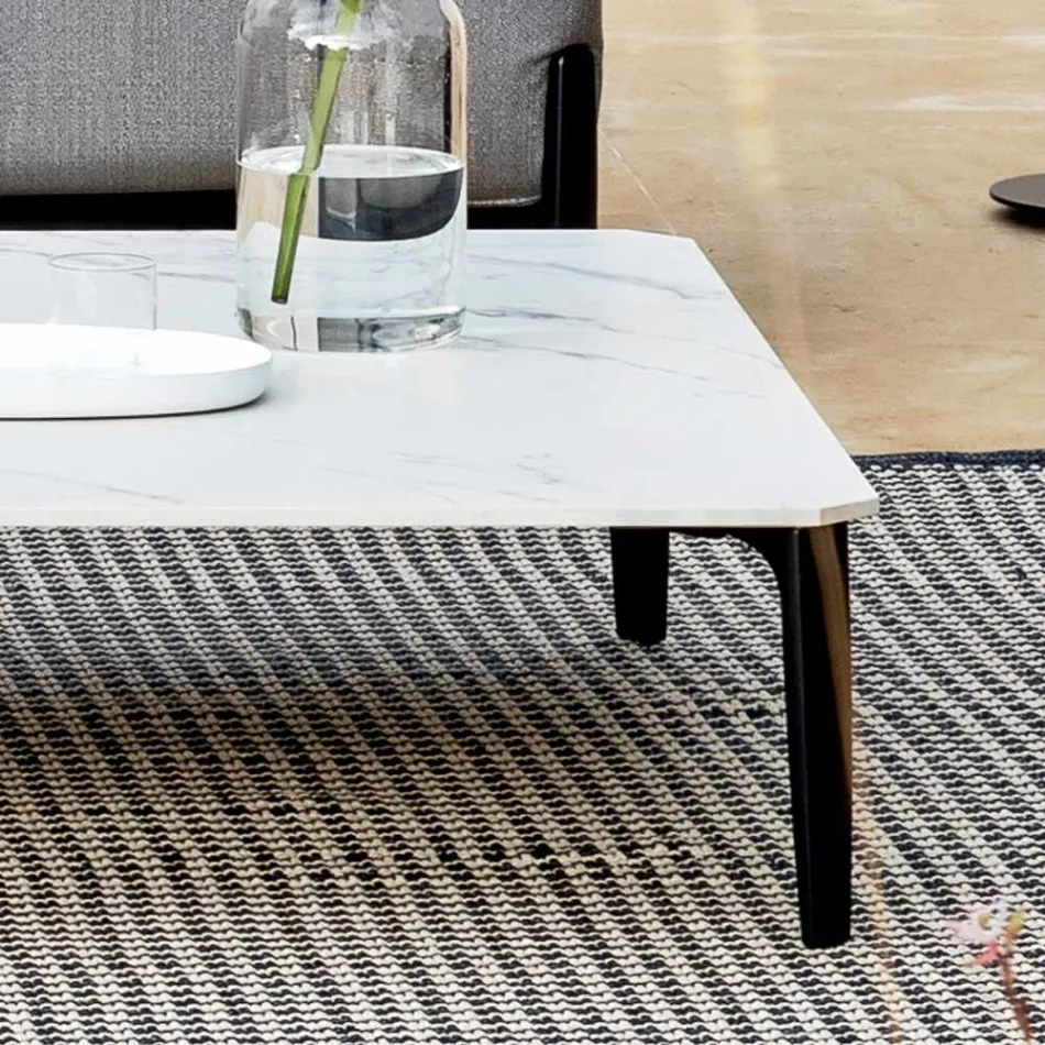 Vierkante salontafel voor buiten in aluminium en steengoed van hoge kwaliteit - Filomena Viadurini