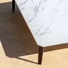 Vierkante salontafel voor buiten in aluminium en steengoed van hoge kwaliteit - Filomena Viadurini