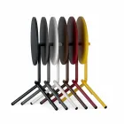 Ronde buitentafel van metaal en plaatstaal Made in Italy - Alberic Viadurini