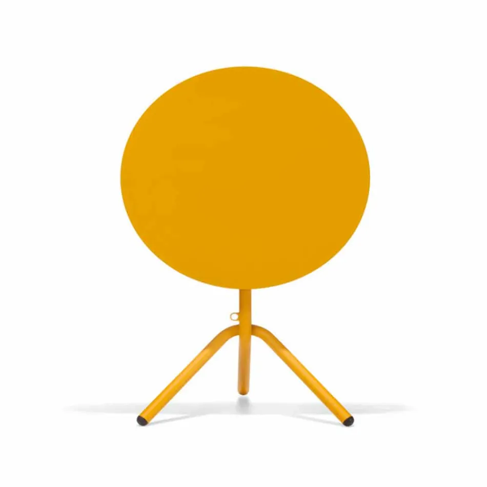 Ronde buitentafel van metaal en plaatstaal Made in Italy - Alberic Viadurini