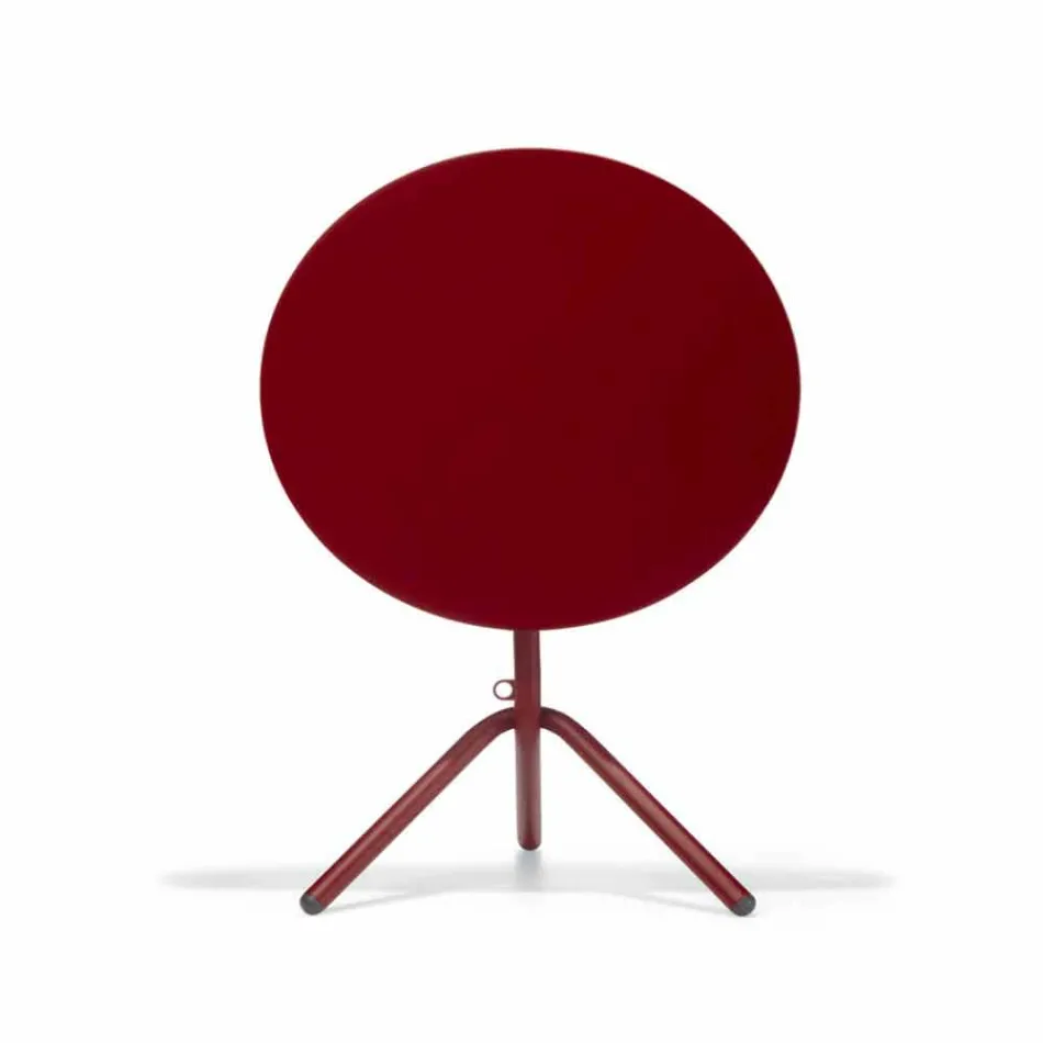 Ronde buitentafel van metaal en plaatstaal Made in Italy - Alberic Viadurini