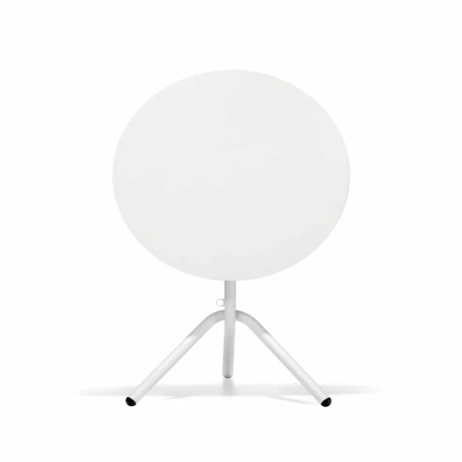 Ronde buitentafel van metaal en plaatstaal Made in Italy - Alberic Viadurini