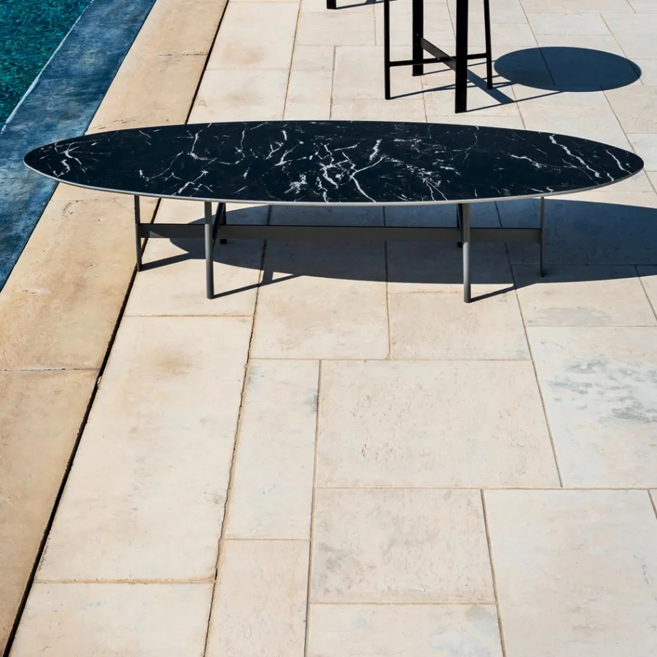 Outdoor salontafel stalen structuur gemaakt in Italië - Begin door Myyour Viadurini