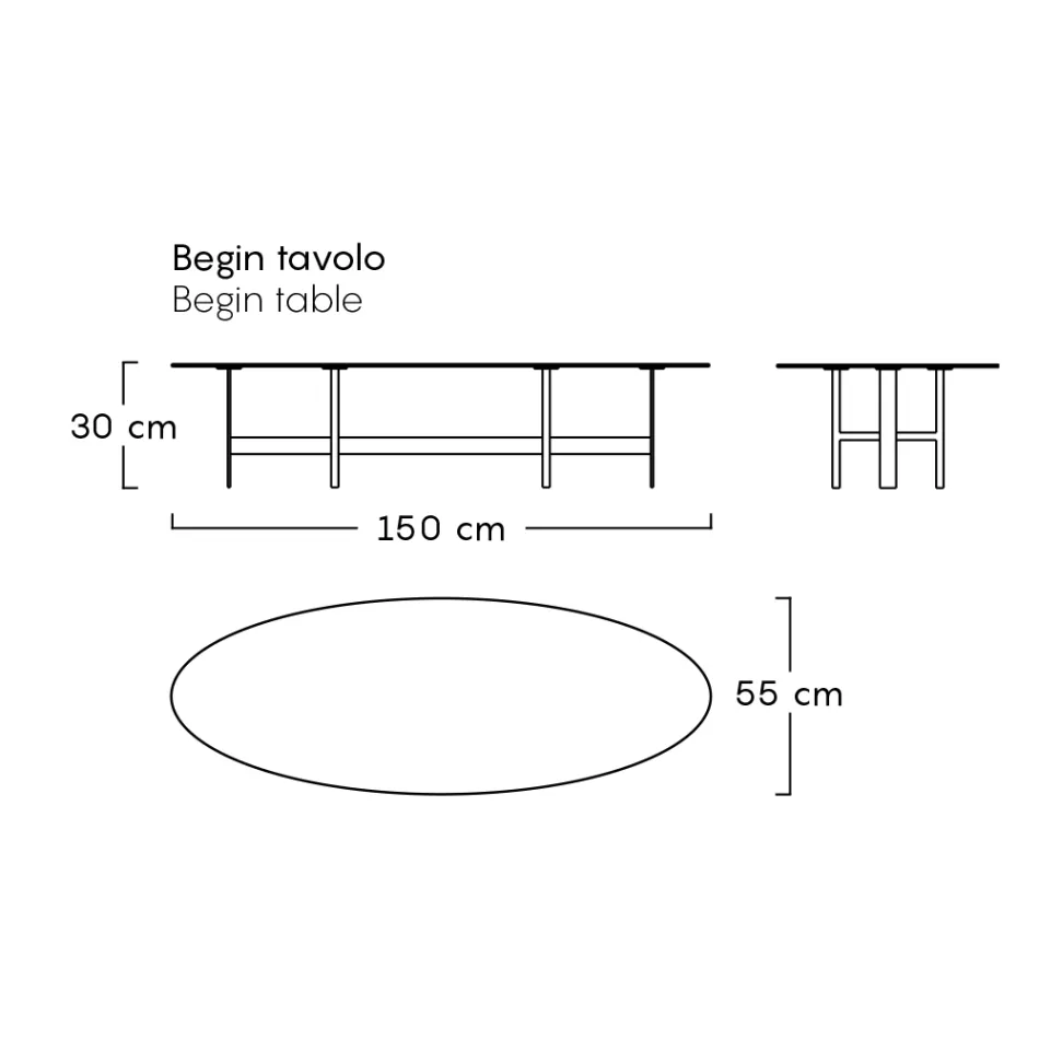Outdoor salontafel stalen structuur gemaakt in Italië - Begin door Myyour Viadurini