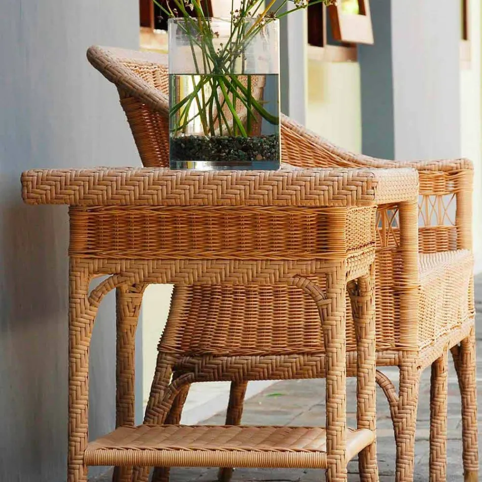 Coffee Garden 56x56 cm met de hand geweven polyethyleen Tsjaad Viadurini