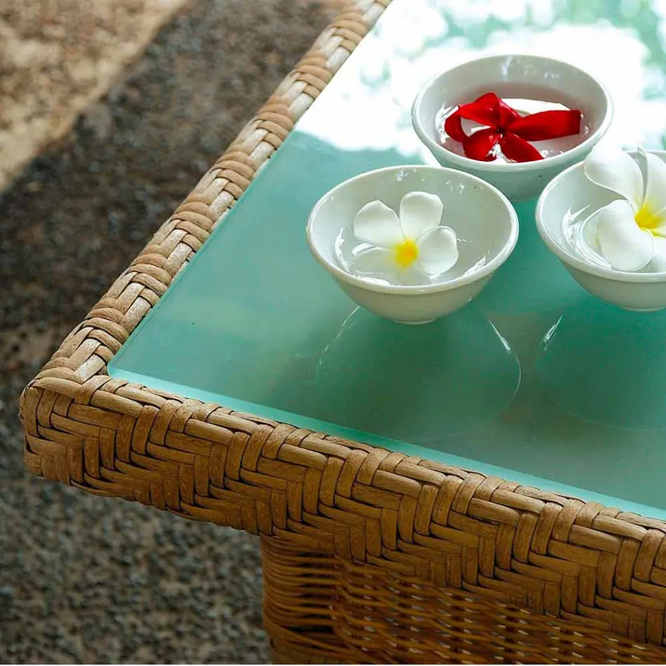 Coffee Garden 56x56 cm met de hand geweven polyethyleen Tsjaad Viadurini