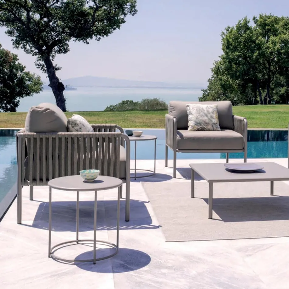 Tuinsalontafel in gegalvaniseerd staal in verschillende maten Made in Italy - Brienne Viadurini