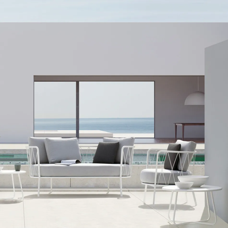 Tuinsalontafel in gegalvaniseerd staal Made in Italy - Brienne Viadurini