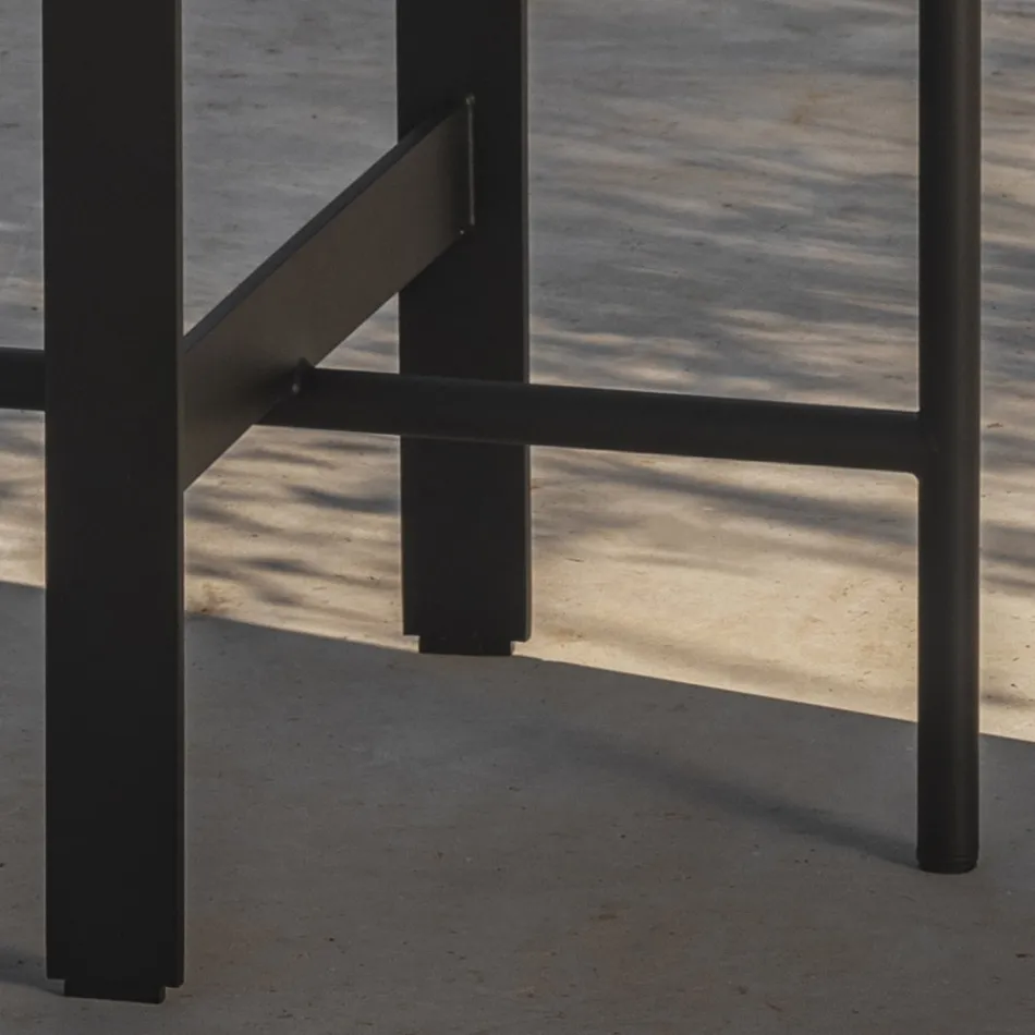 Tuinsalontafel in steengoed en staal Made in Italy - Begin door Myyour Viadurini