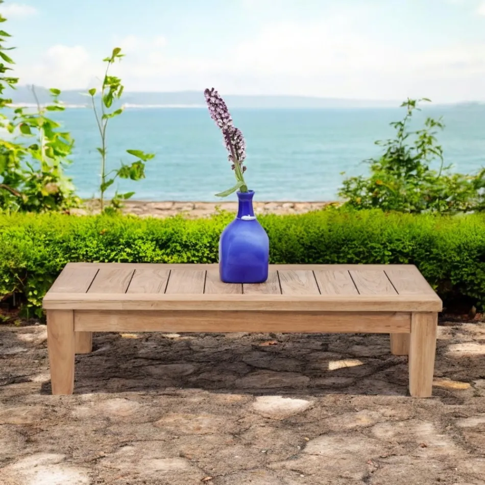 Tuinsalontafel in natuurlijk teakhout - Artes Viadurini