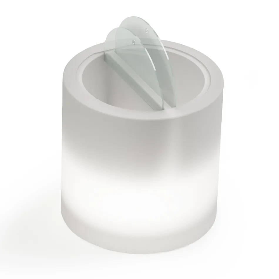 Heldere tuinsalontafel in wit polyethyleen gemaakt in Italië - Trek Viadurini