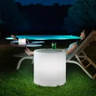 Derti - Verlichte tuintafel van parelmoer polyethyleen, gemaakt in Italië Viadurini