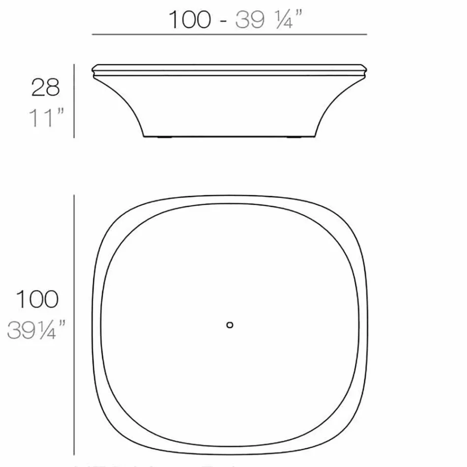 Moderne Ufo-tuintafel 100x100 cm van Vondom, in polyethyleen Viadurini
