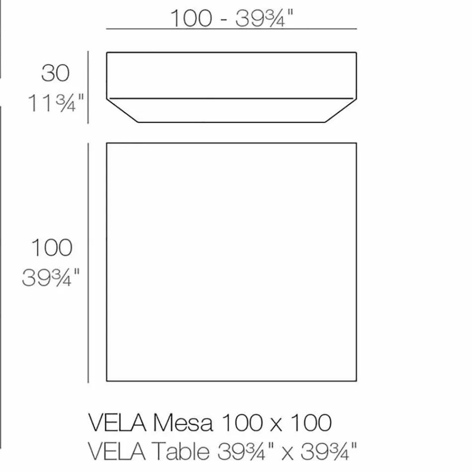 Vierkante moderne tuin bijzettafel Vela by Vondom, in polyethyleen Viadurini