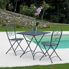 Opvouwbare vierkante tuinsalontafel in antracietgrijs ijzer - Zoubiba Viadurini