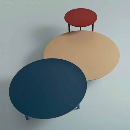 Koffietafel met 3 poten in staal en gekleurd hout - mooi Viadurini