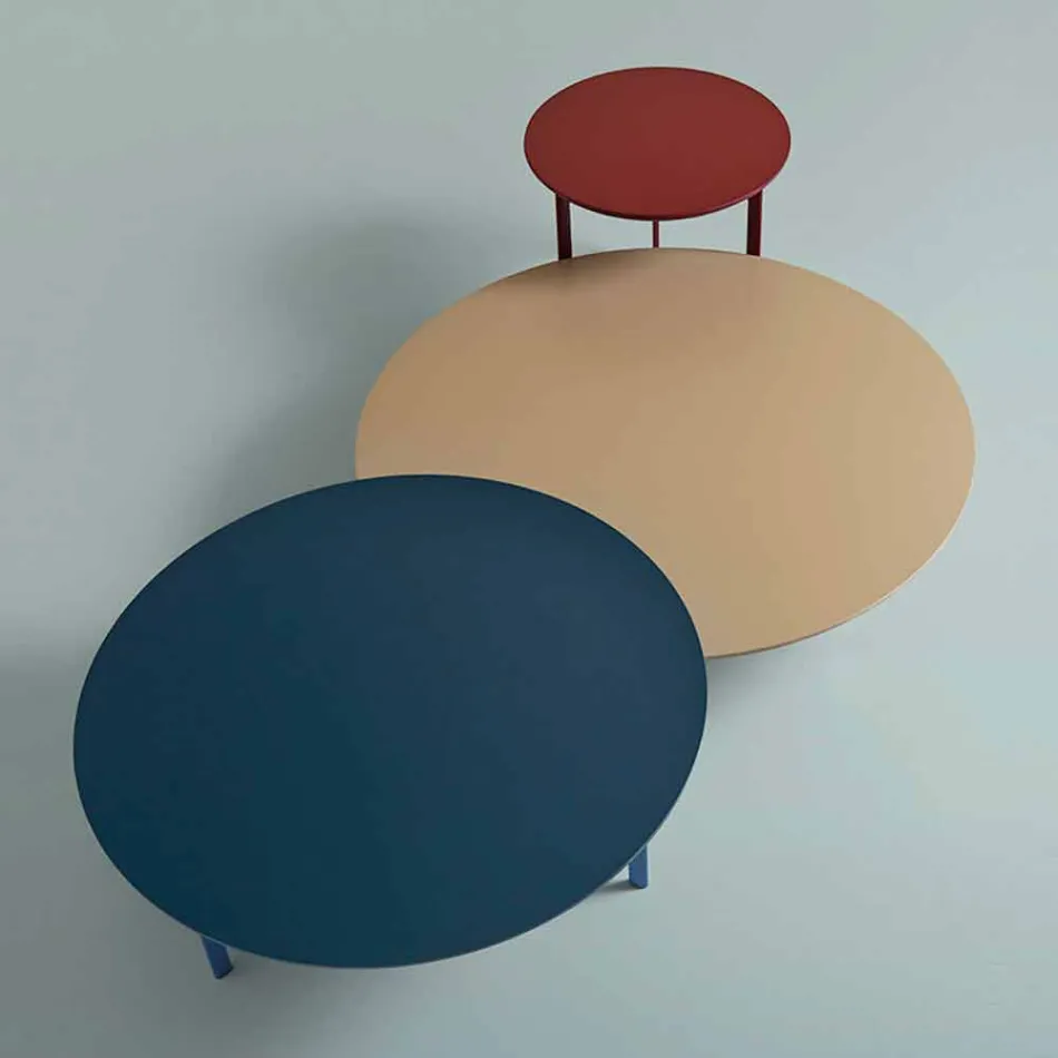 Koffietafel met 3 poten in staal en gekleurd hout - mooi Viadurini