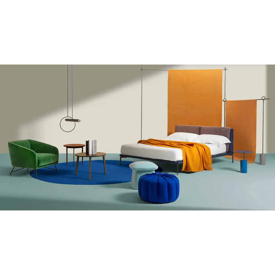 Koffietafel met 3 poten in staal en gekleurd hout - mooi Viadurini