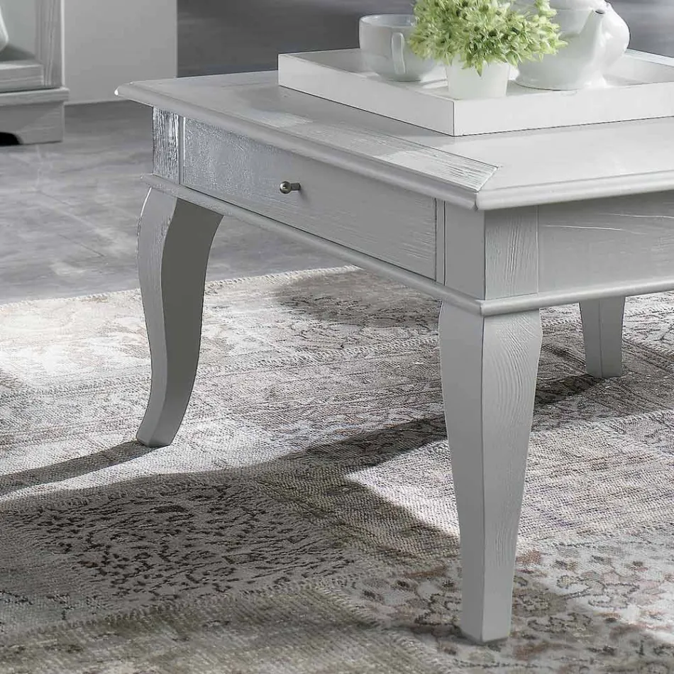 Salontafel met massieve onderdelen in Ayous en Linden Made in Italy - Tijdperk Viadurini