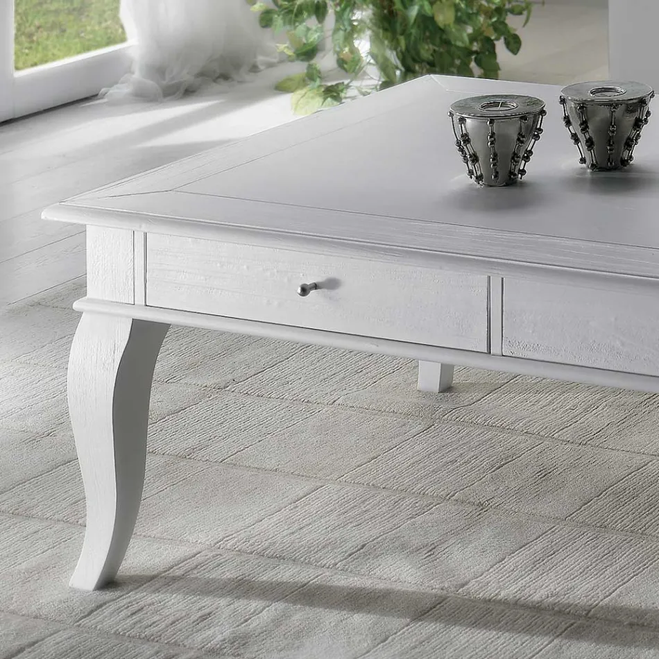 Salontafel met massieve onderdelen in Ayous en Linden Made in Italy - Tijdperk Viadurini