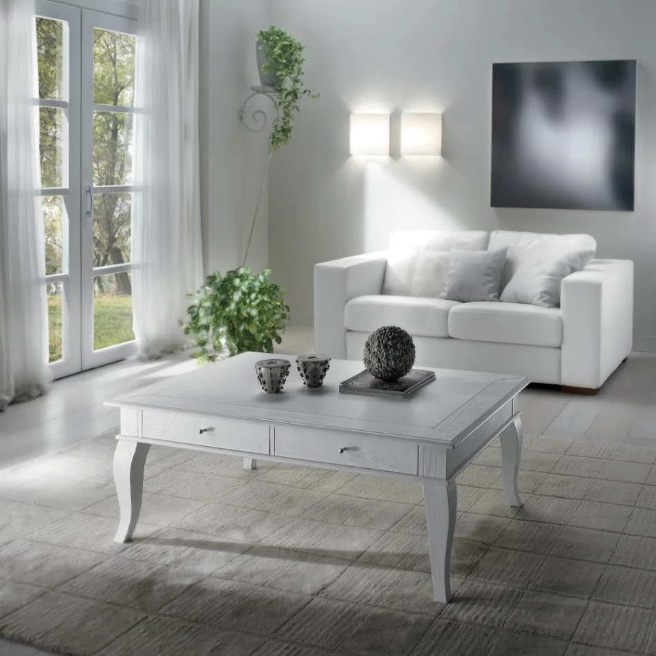 Salontafel met massieve onderdelen in Ayous en Linden Made in Italy - Tijdperk Viadurini