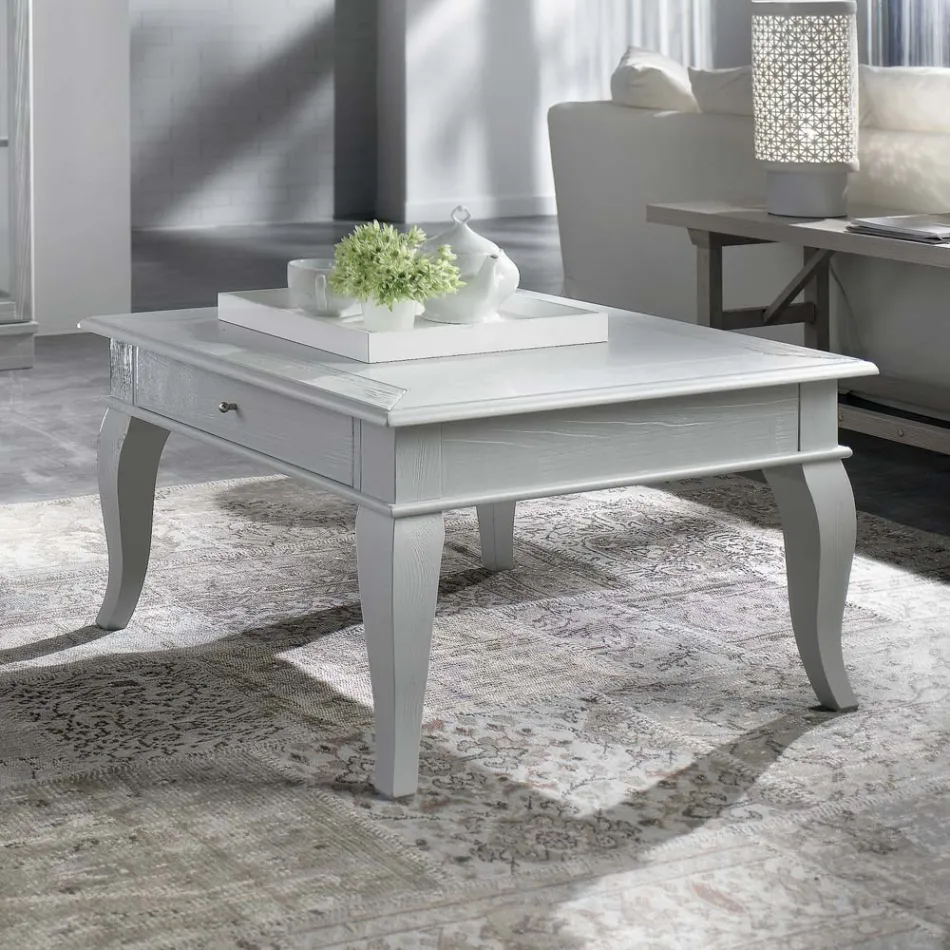 Salontafel met massieve onderdelen in Ayous en Linden Made in Italy - Tijdperk Viadurini