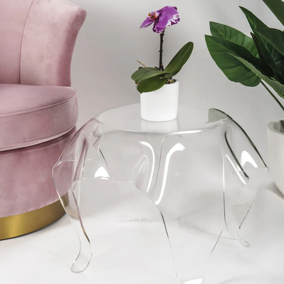 Salontafel met blad en onderstel van plexiglas Made in Italy - Brento Viadurini