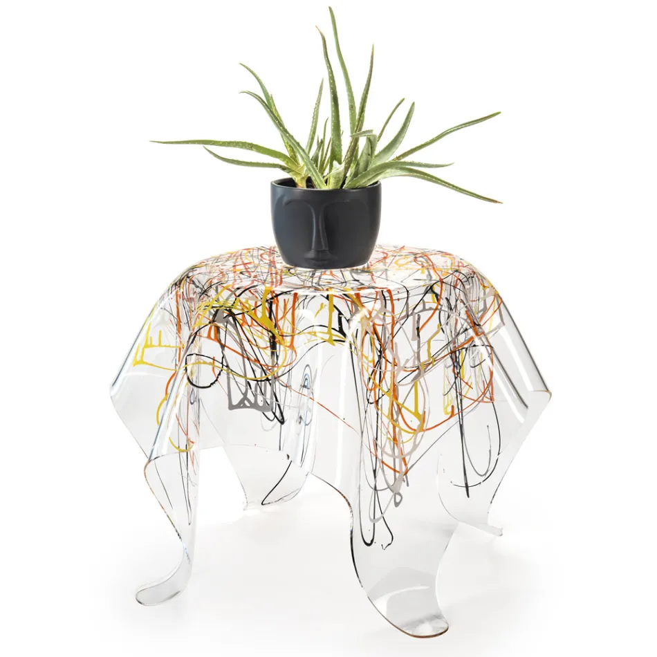 Salontafel met blad en onderstel van plexiglas Made in Italy - Brento Viadurini