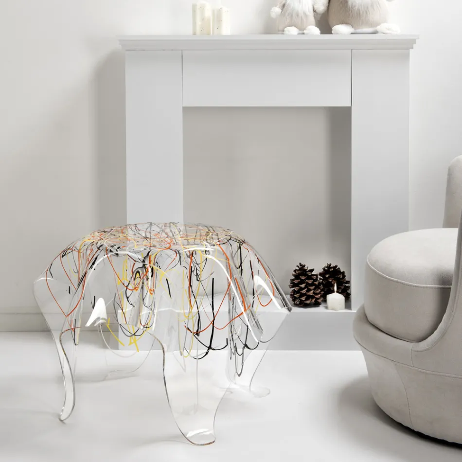 Salontafel met blad en onderstel van plexiglas Made in Italy - Brento Viadurini