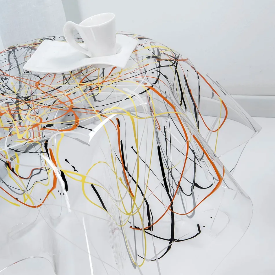 Salontafel met blad en onderstel van plexiglas Made in Italy - Brento Viadurini