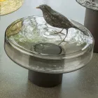 Salontafel met glazen blad en metalen onderstel Made in Italy - Batulla Viadurini