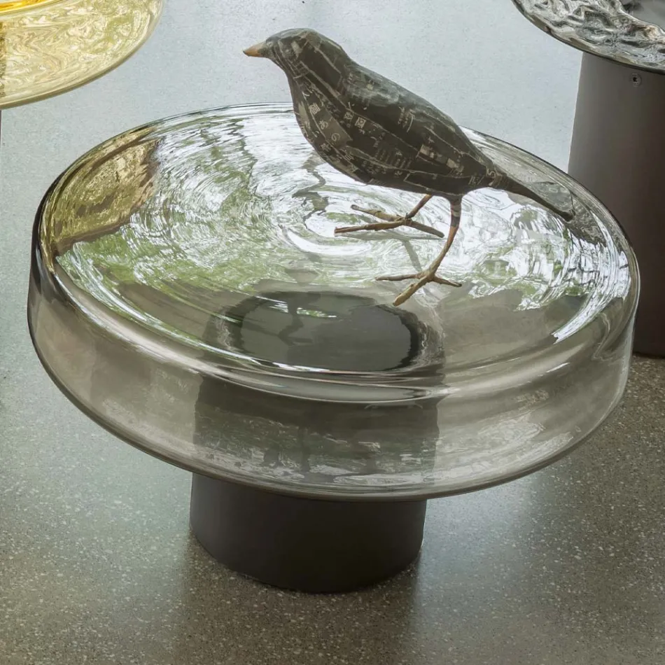 Salontafel met glazen blad en metalen onderstel Made in Italy - Batulla Viadurini