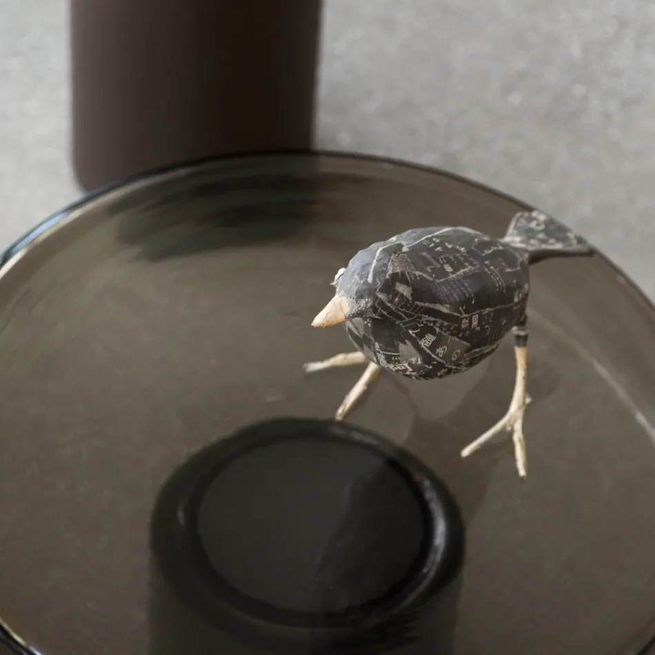 Salontafel met glazen blad en metalen onderstel Made in Italy - Batulla Viadurini