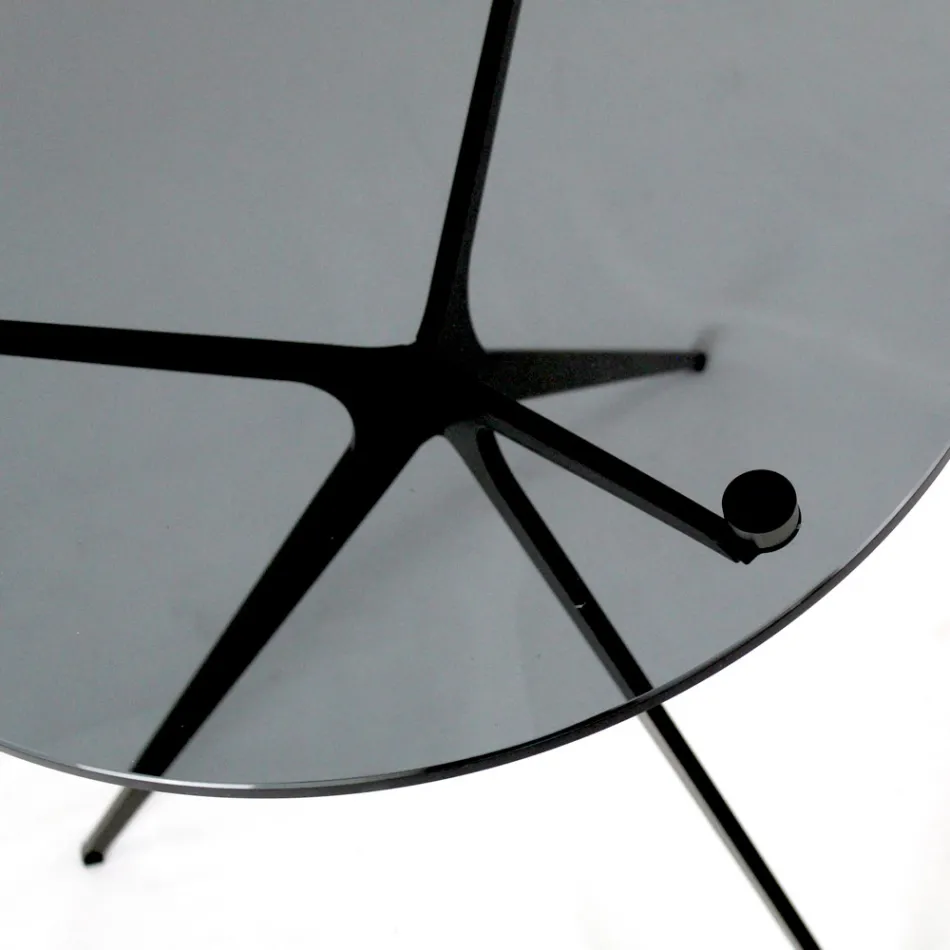 Salontafel met rond glazen blad en 3 poten Made in Italy - Siste Viadurini