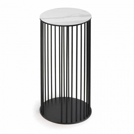 Salontafel met rond keramisch blad Made in Italy - Montebianco Viadurini