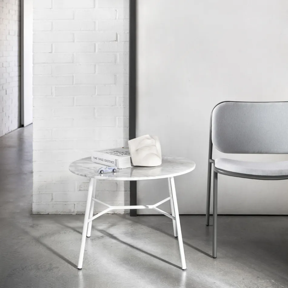 Salontafel met rond marmeren blad Made in Italy - Makino Viadurini