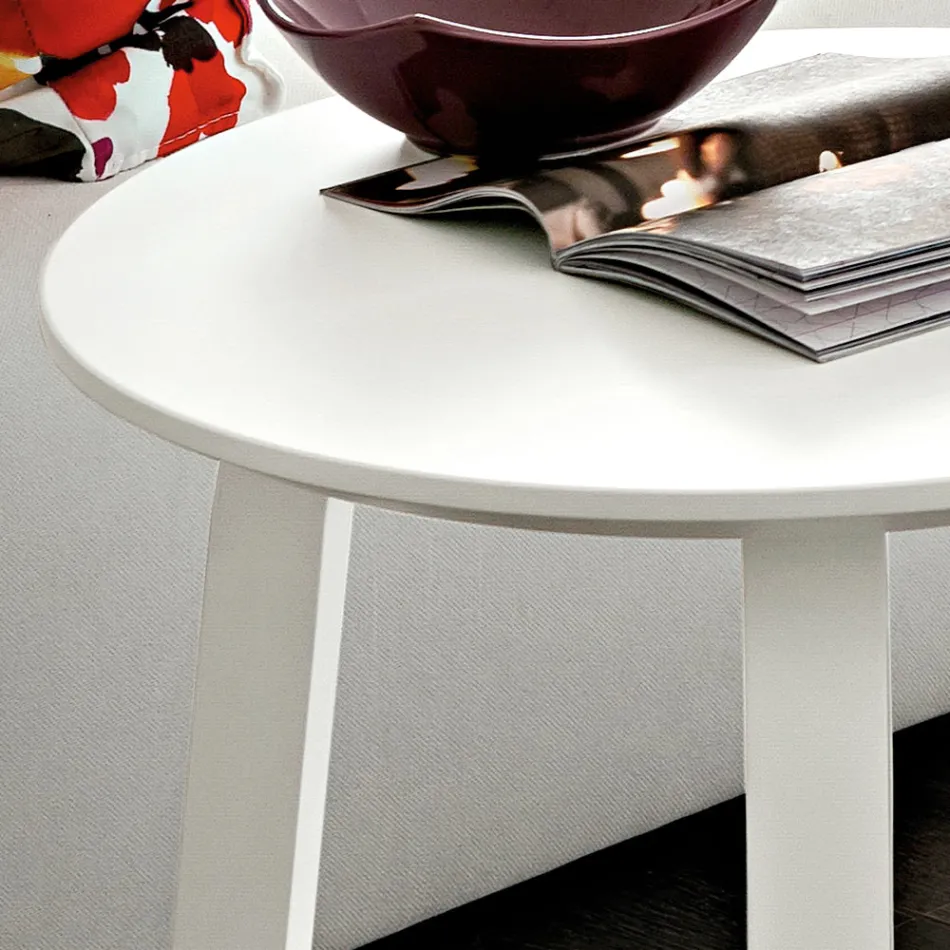 Salontafel met rond gelakt MDF blad Made in Italy, Precious - Tobiko Viadurini