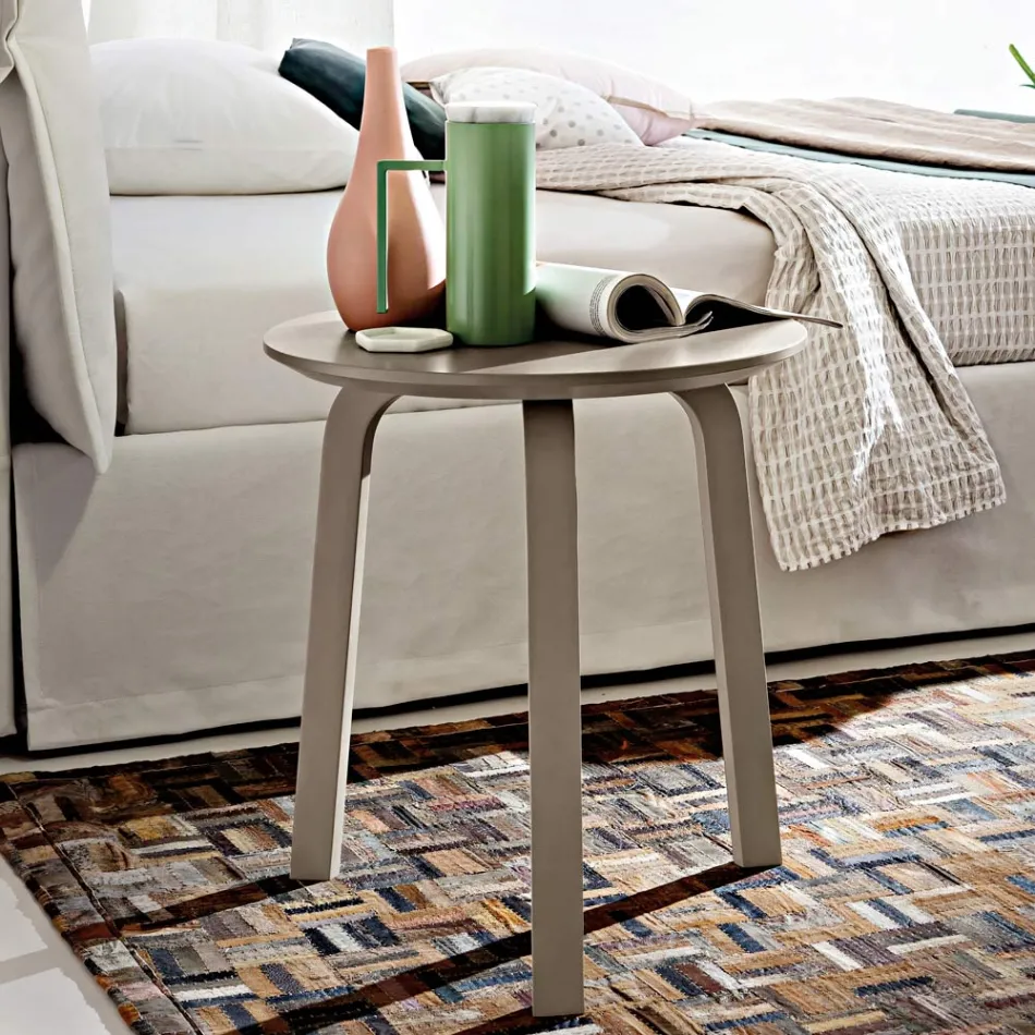 Salontafel met rond gelakt MDF blad Made in Italy, Precious - Tobiko Viadurini