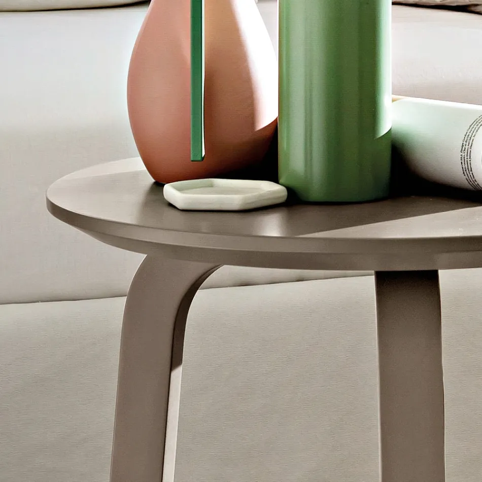 Salontafel met rond gelakt MDF blad Made in Italy, Precious - Tobiko Viadurini