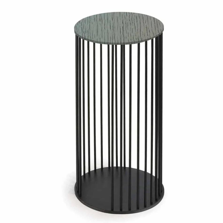 Salontafel met rond houten blad Made in Italy - Montebianco Viadurini