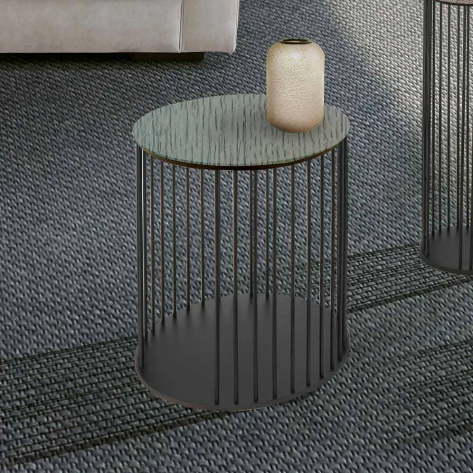 Salontafel met rond houten blad Made in Italy - Montebianco Viadurini