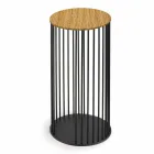 Salontafel met rond houten blad Made in Italy - Montebianco Viadurini