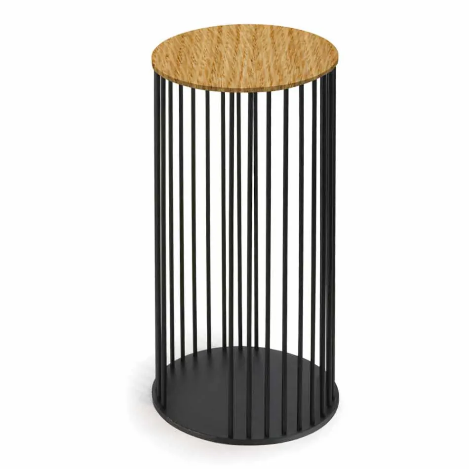 Salontafel met rond houten blad Made in Italy - Montebianco Viadurini