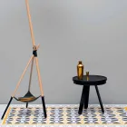 Design salontafel met rond blad en massief houten poten - Salerno Viadurini