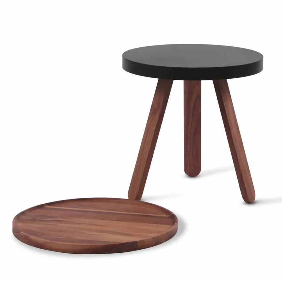Design salontafel met rond blad en massief houten poten - Salerno Viadurini
