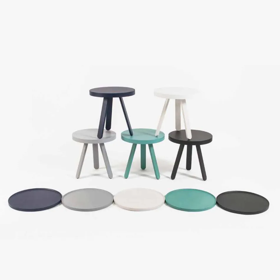 Design salontafel met rond blad en massief houten poten - Salerno Viadurini