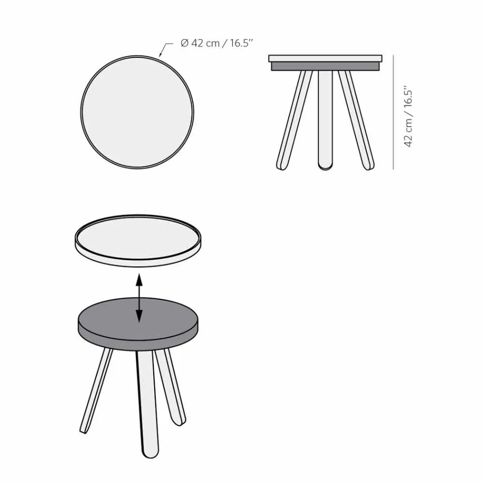 Design salontafel met rond blad en massief houten poten - Salerno Viadurini