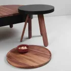 Design salontafel met rond blad en massief houten poten - Salerno Viadurini